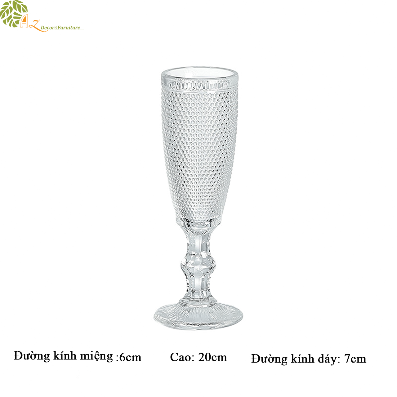 Ly sâm panh winy màu trắng 20cm