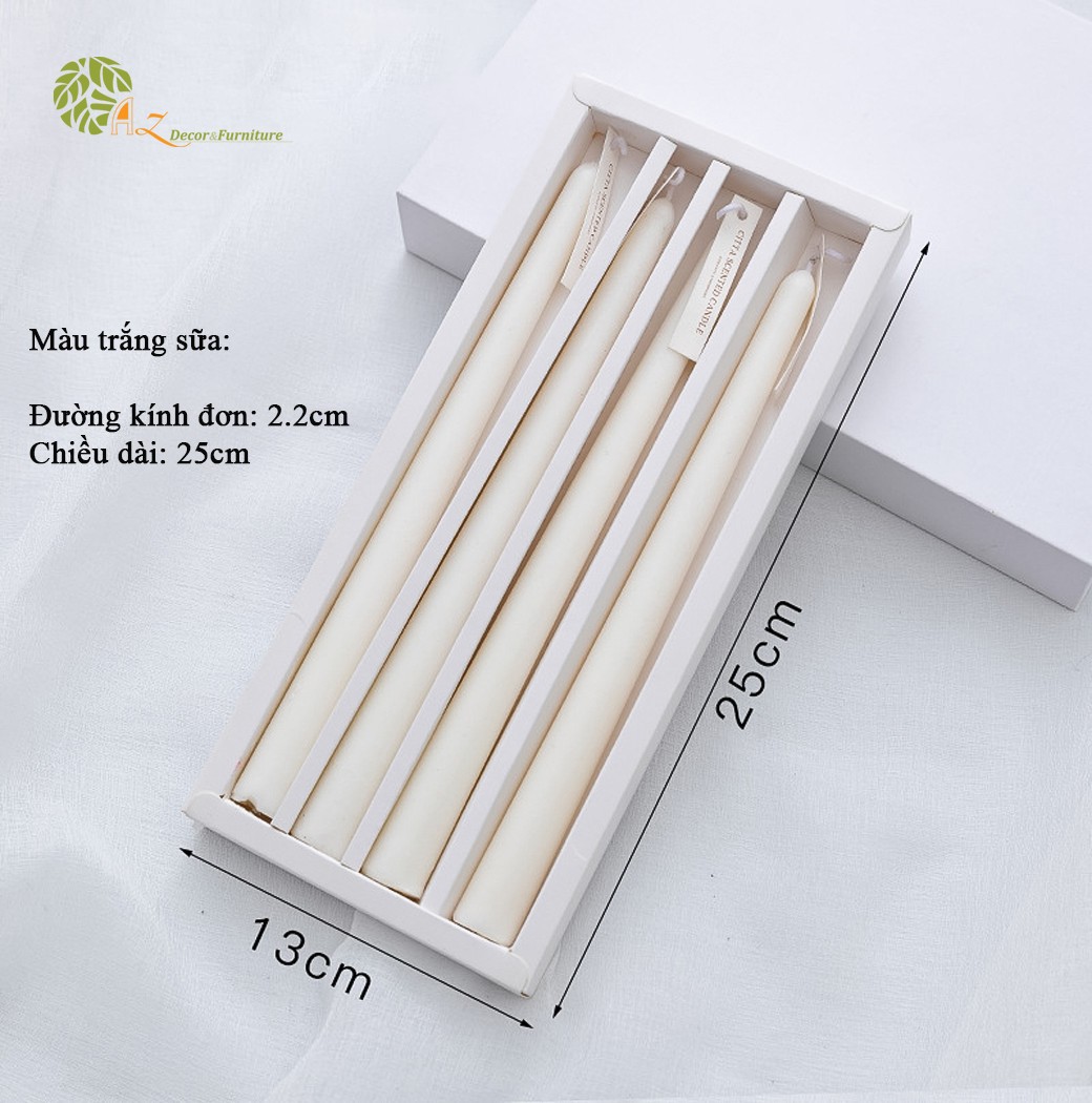 Set 4 cây nến thơm trắng 25cm