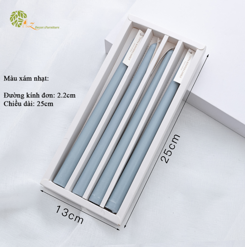 Set 4 cây nến thơm xám nhạt 25cm