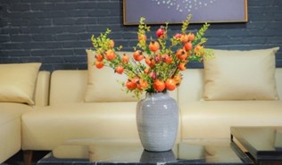 Bình gốm đất đỏ ghi+trắng