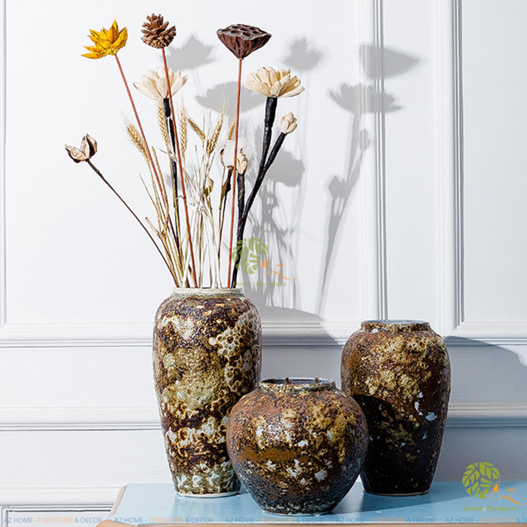 Bình hoa nâu cổ 30cm