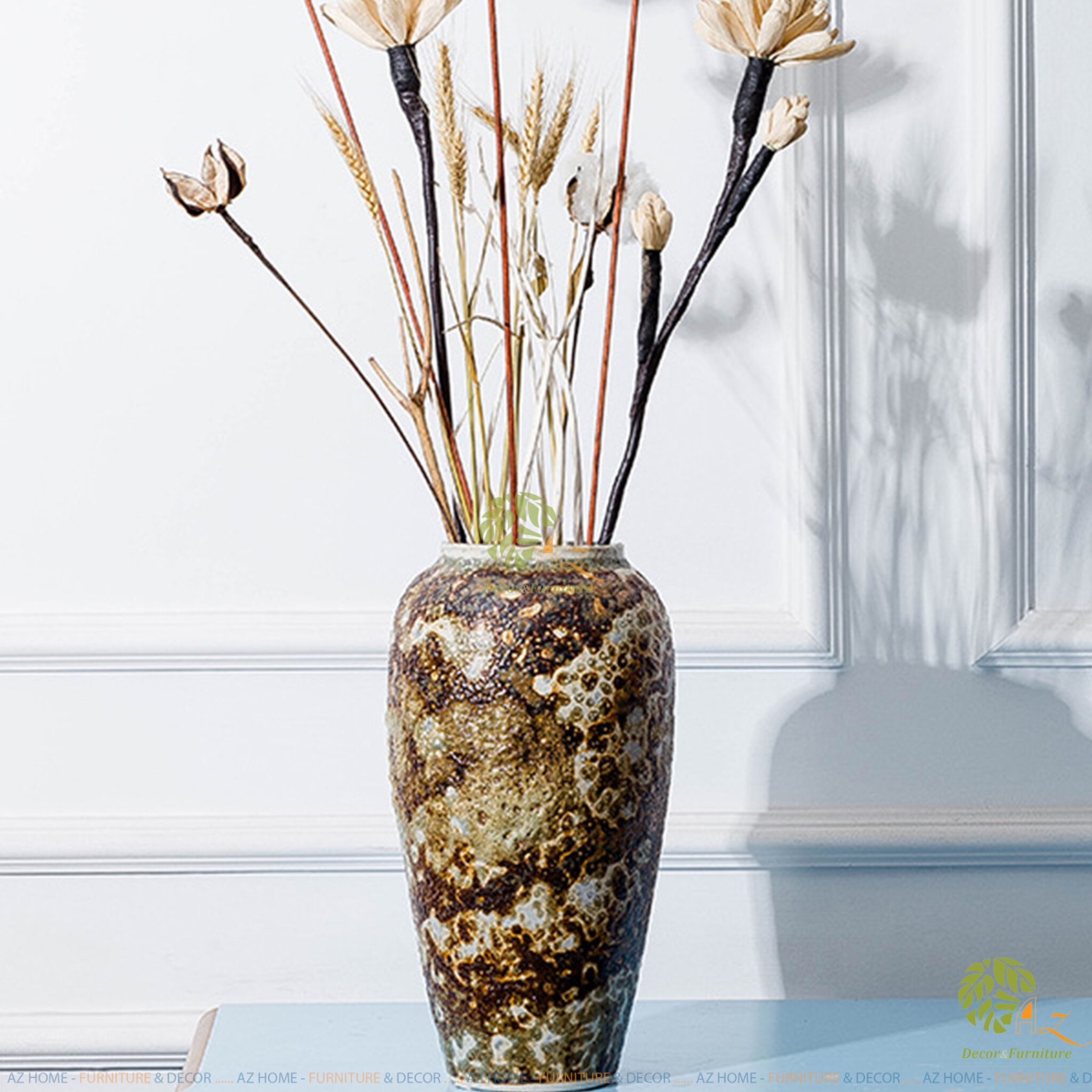 Bình hoa nâu cổ 35cm