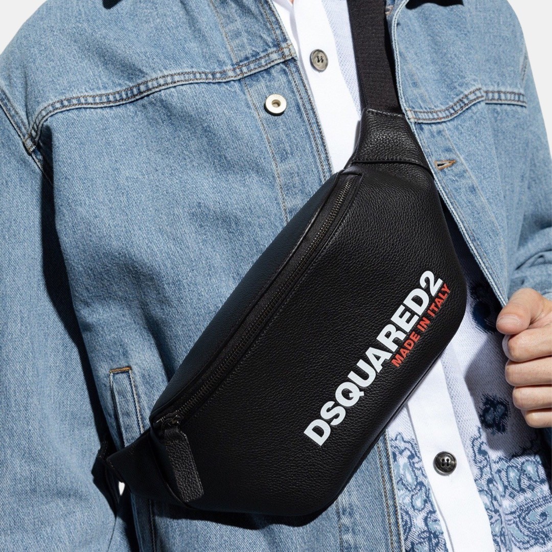 Dsquared Belt Sale BELT BAG DSQUARED2 ĐEN CHỮ DẬP VÂN BBM0062