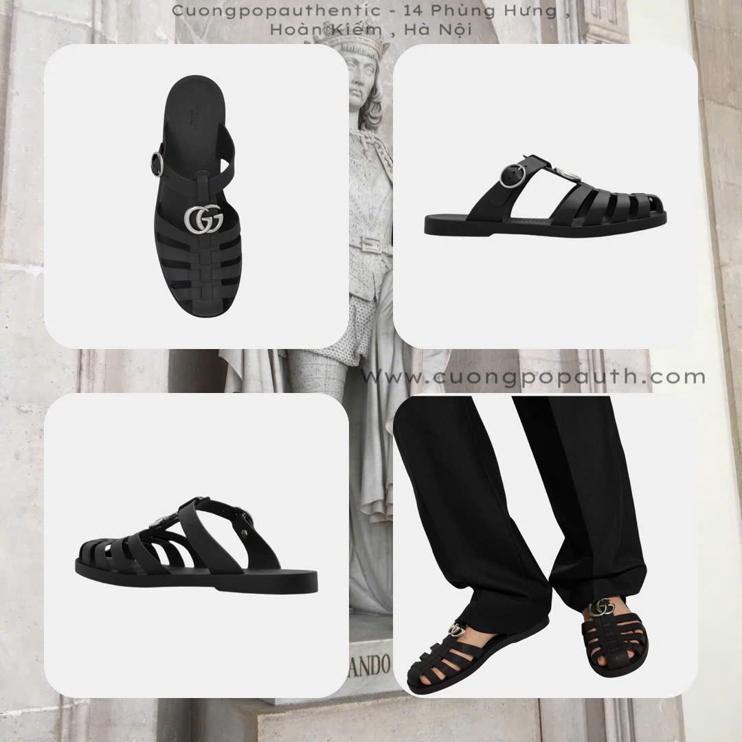 SANDAL GUCCI ĐEN MẶT HỔ 812582 J8700 1000