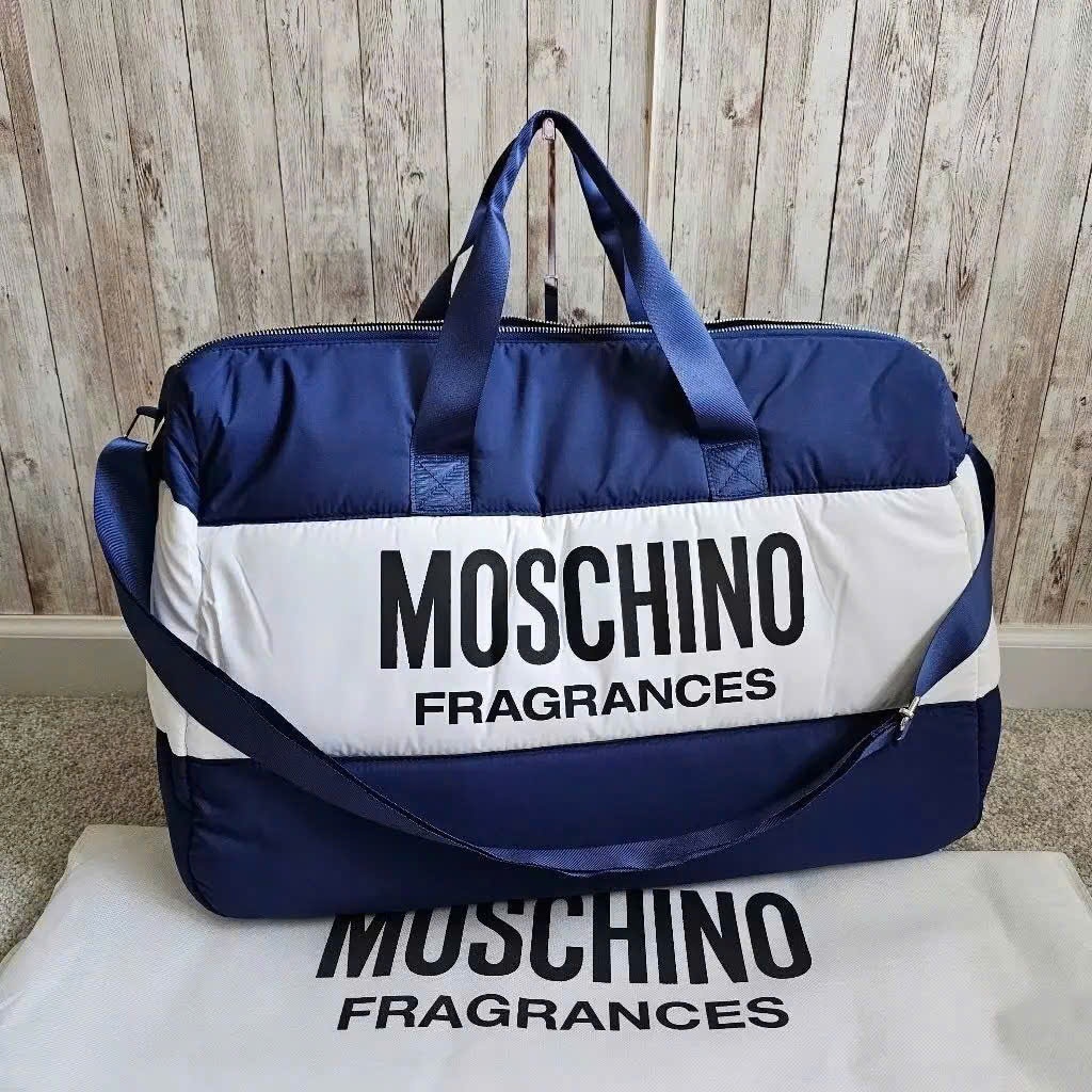 TÚI TRỐNG MOSCHINO XANH KẺ TRẮNG