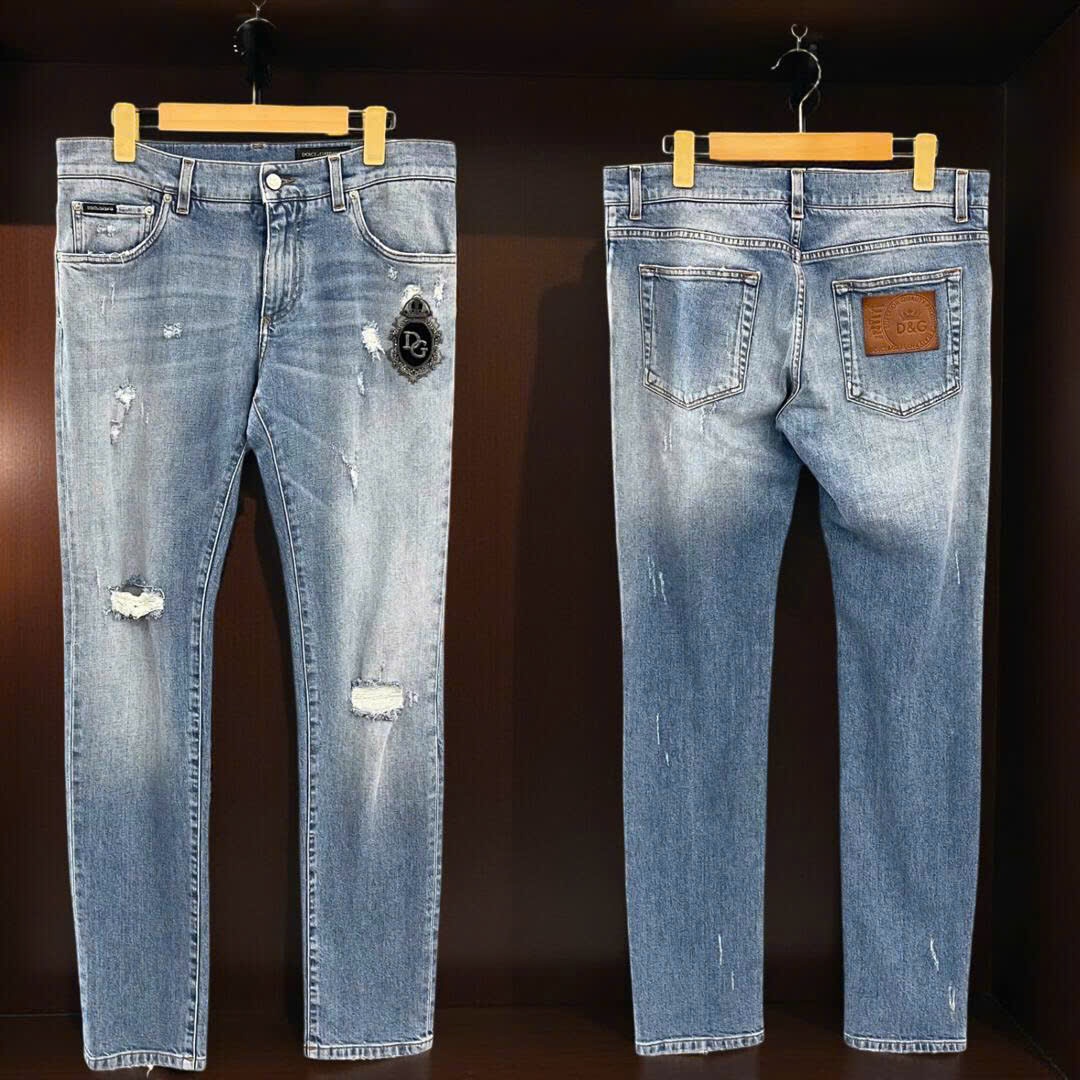 JEAN DOLCE XANH WASH RÁCH 2 ĐÙI THÊU VƯƠNG MIỆN SKINNY GY07LZ G8BZ2