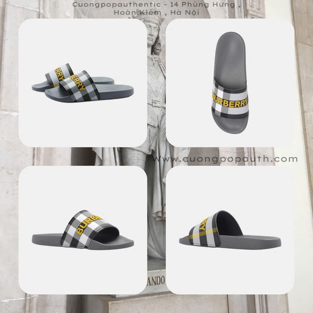 DÉP BURBERRY XÁM CHỮ VÀNG 8062958