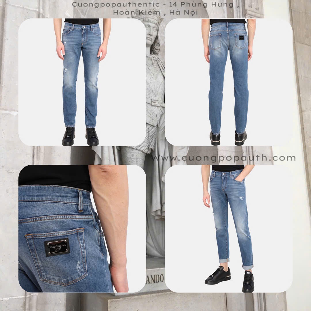 JEAN DOLCE XANH WASH RÁCH 2 ĐÙI SLIM GY07CD G8HA9
