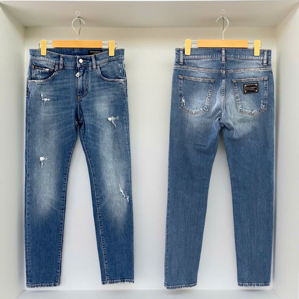 JEAN DOLCE XANH WASH RÁCH 2 ĐÙI SLIM GY07CD G8HA9