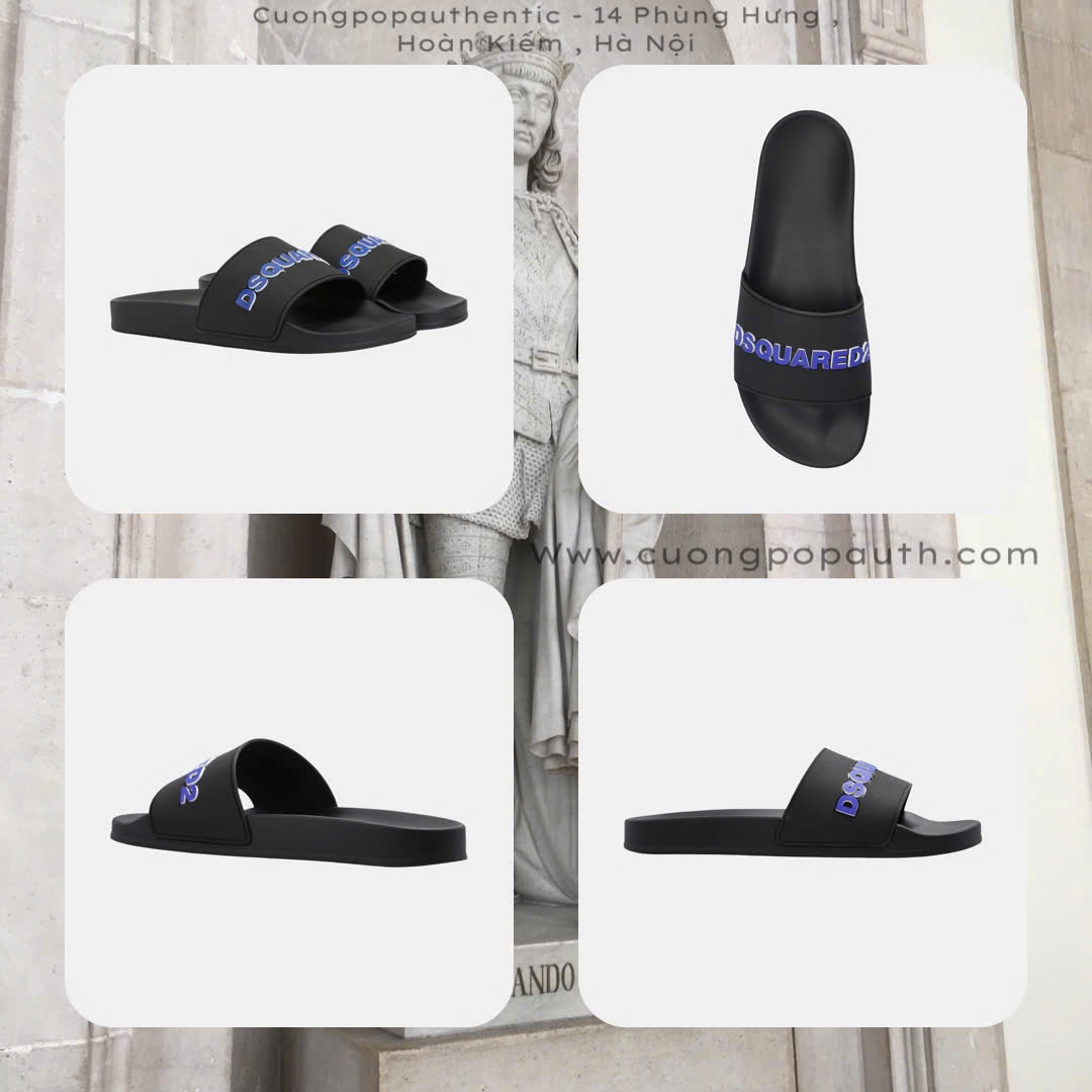 DÉP DSQUARED2 ĐEN CHỮ XANH FFM0023 17205013 M1604