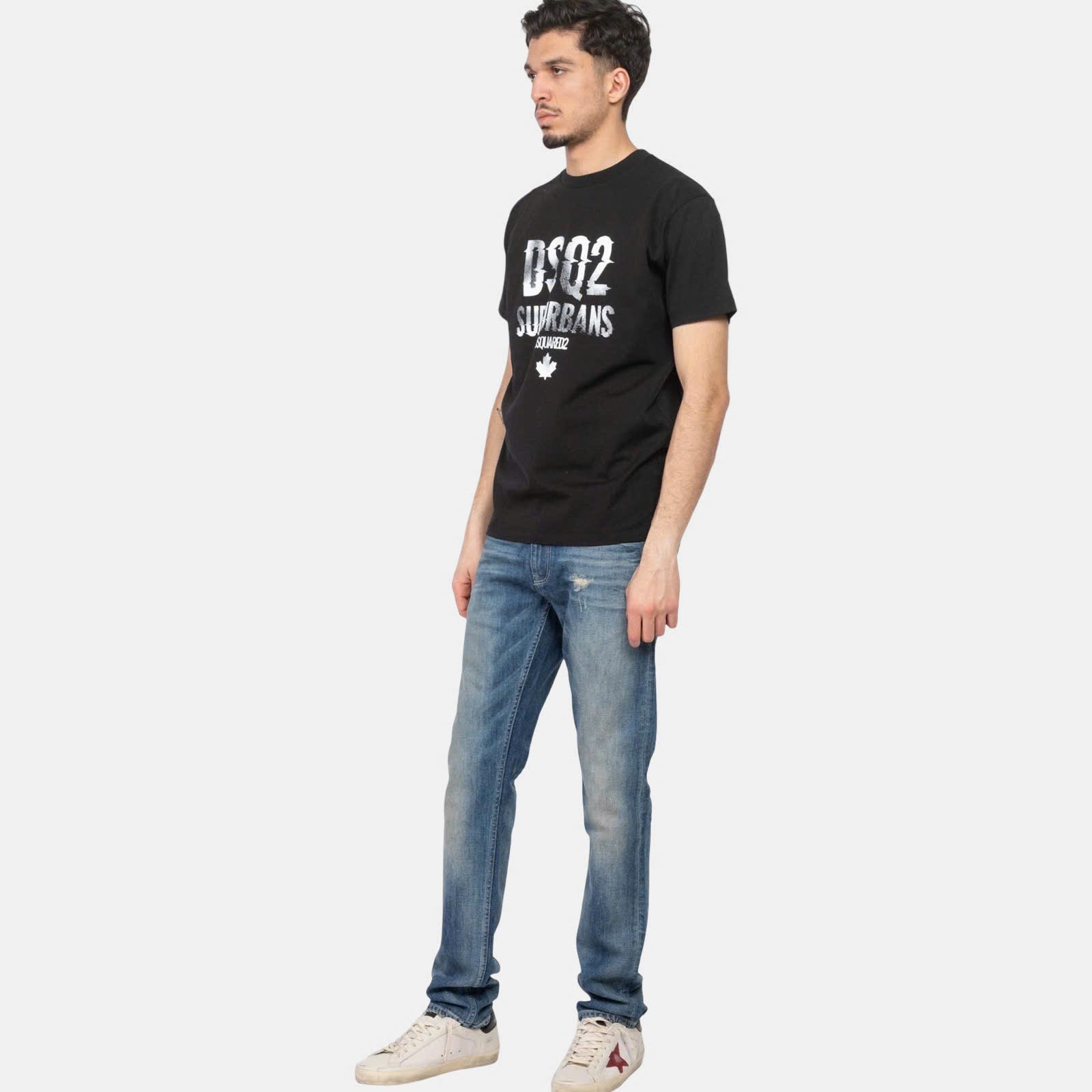 ÁO PHÔNG DSQUARED2 ĐEN CHỮ TRẮNG S74GD1219 D20014 900