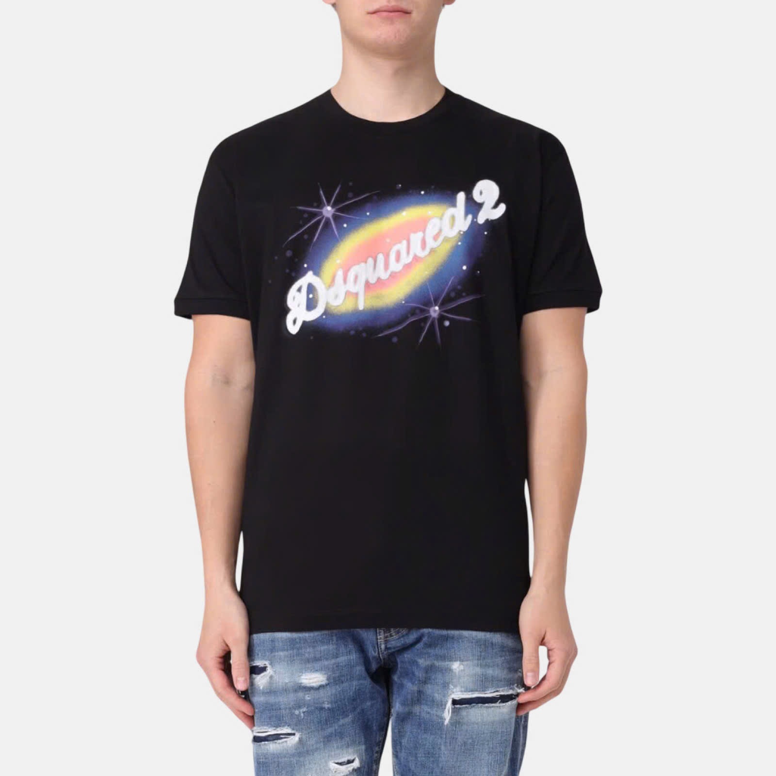 ÁO PHÔNG DSQUARED2 ĐEN CHỮ NHIỀU MÀU S71GD1384 D20020 900