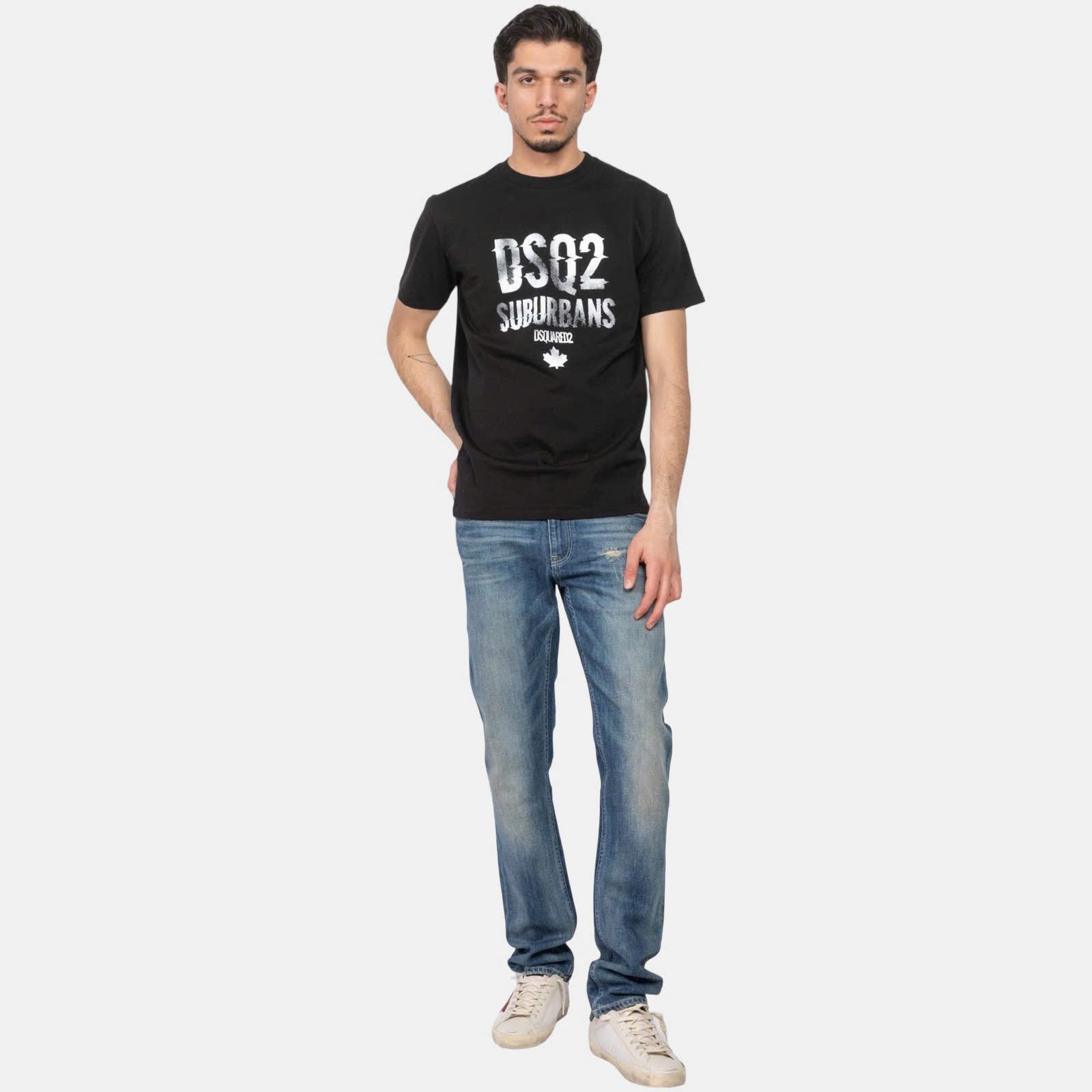 ÁO PHÔNG DSQUARED2 ĐEN CHỮ TRẮNG S74GD1219 D20014 900