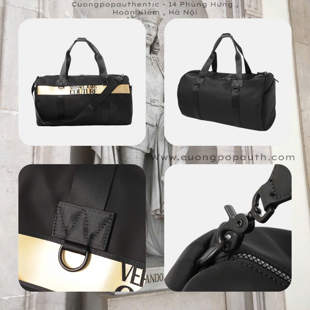 TÚI TRỐNG VERSACE ĐEN SỌC VÀNG 75YA4B93-ZS927_G89