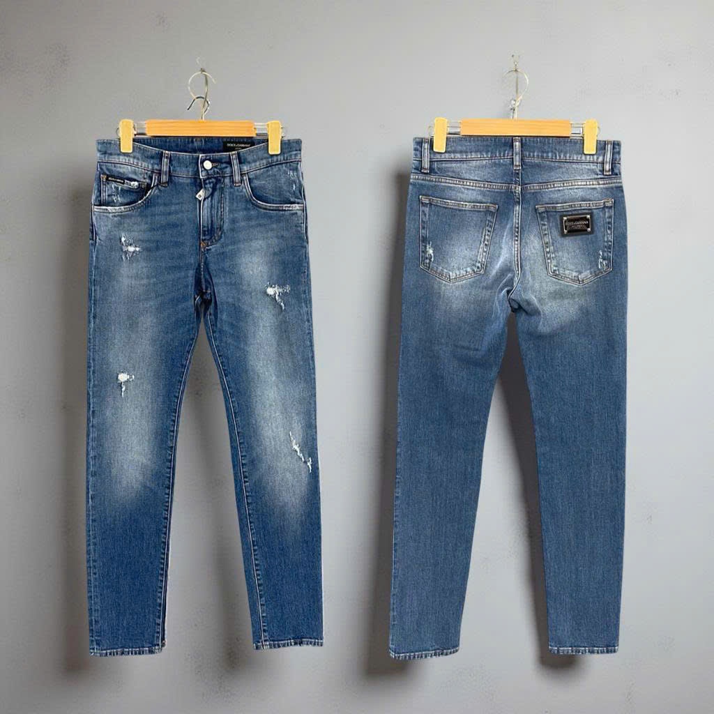 JEAN DOLCE XANH WASH RÁCH 2 ĐÙI SLIM GY07CD G8HA9