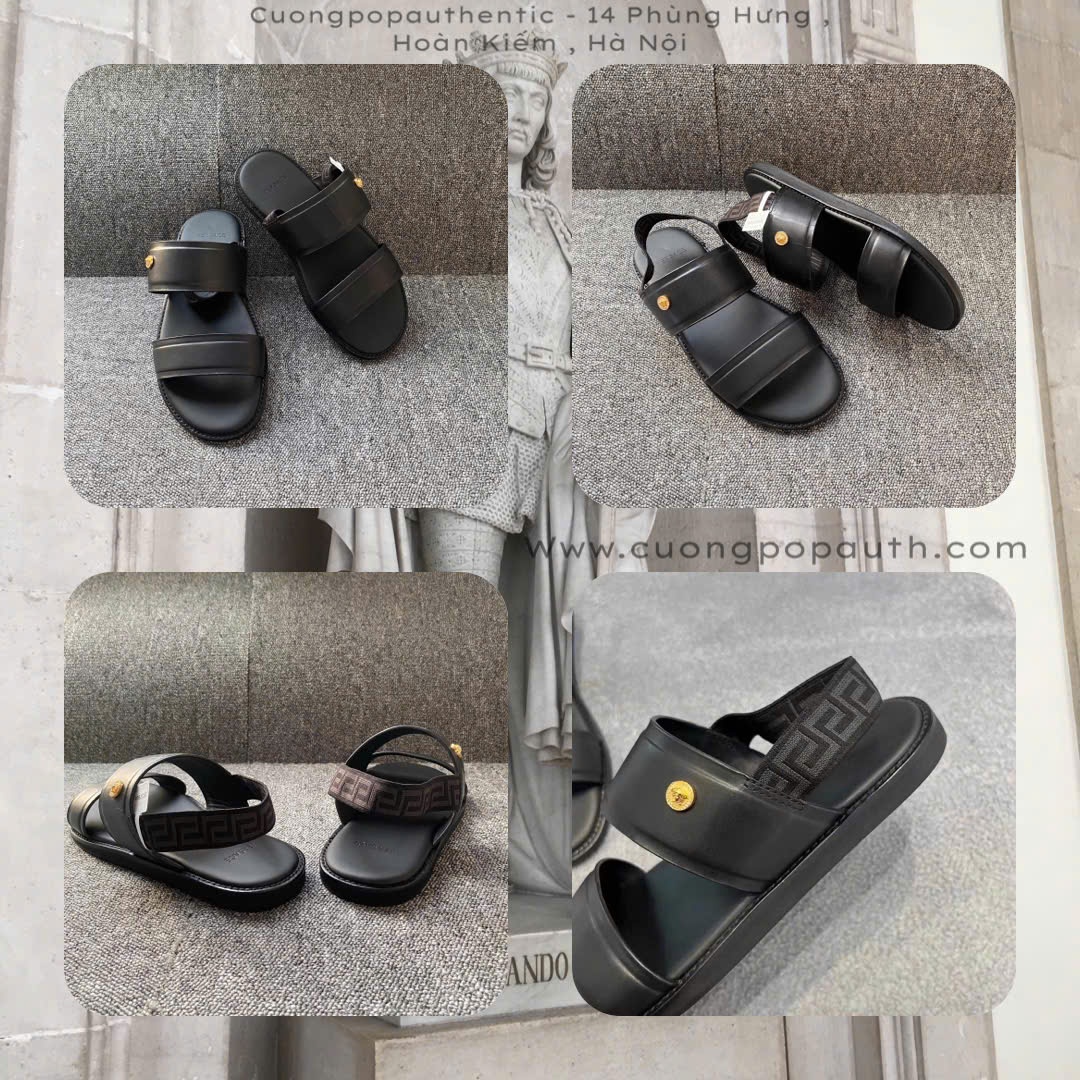 SANDAL VERSACE ĐEN MEDUSA VÀNG DSU7870S D4VFS