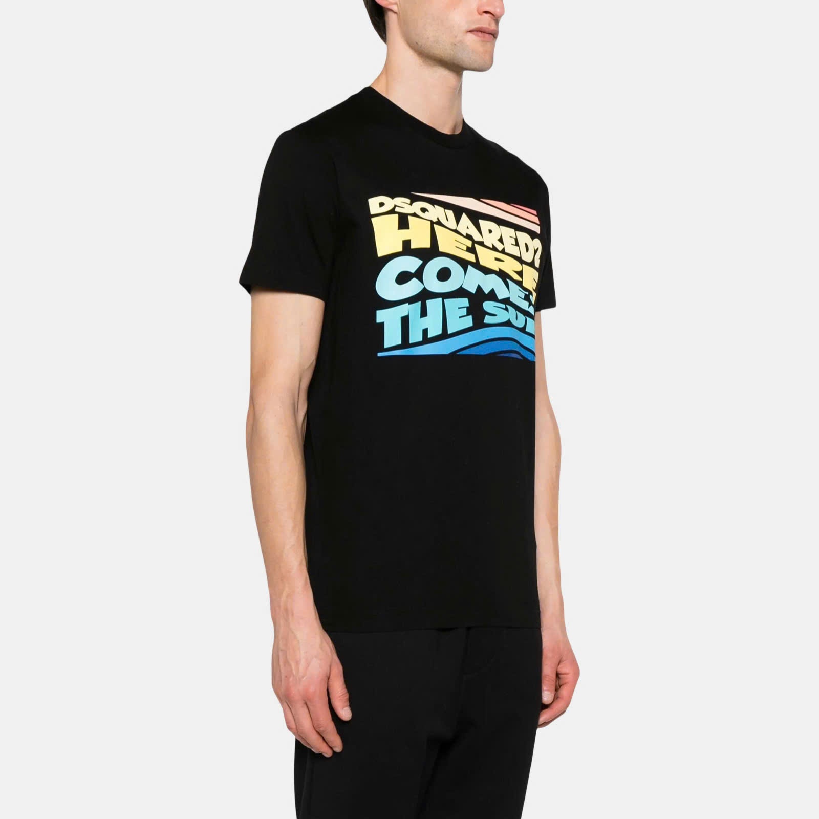 ÁO PHÔNG DSQUARED2 ĐEN HERE S71GD1395 S23009 900