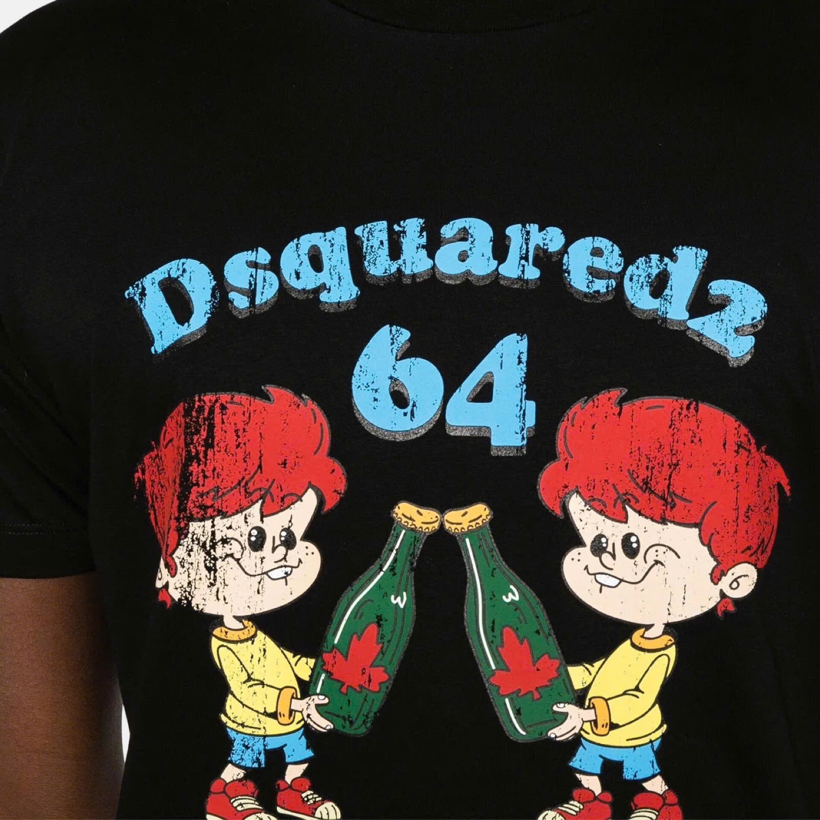 ÁO PHÔNG DSQUARED2 ĐEN CANADLAN TWINS S71GD1396 S23009 900