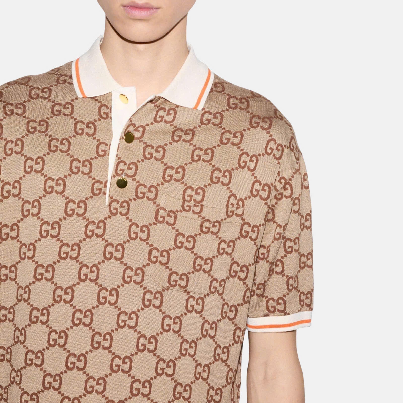 POLO GUCCI VÀNG HỌA TIẾT MONOGRAM 742384XJFGU2270