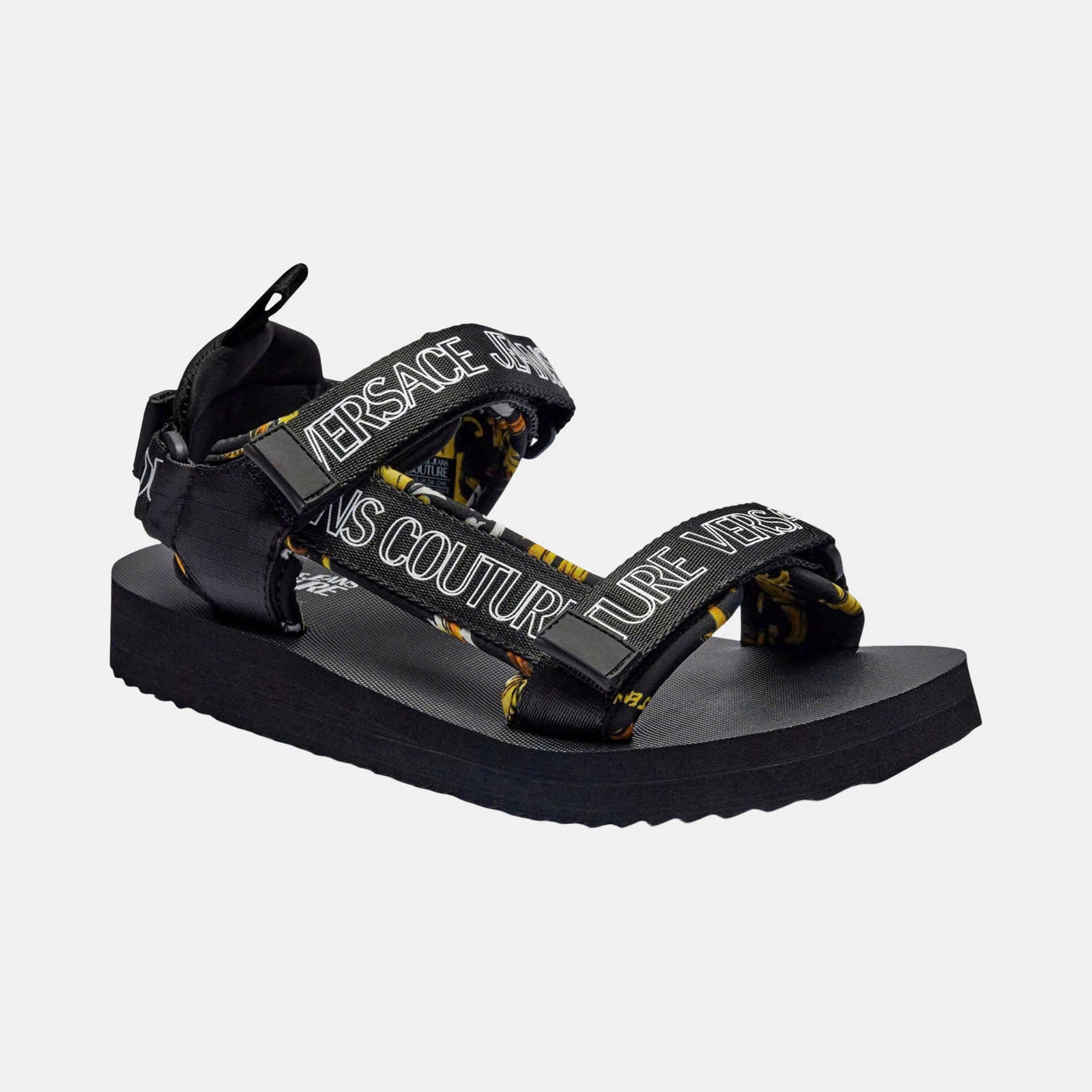 SANDAL VERSACE ĐEN CHỮ TRẮNG 78YA3S7B ZSC21 G89