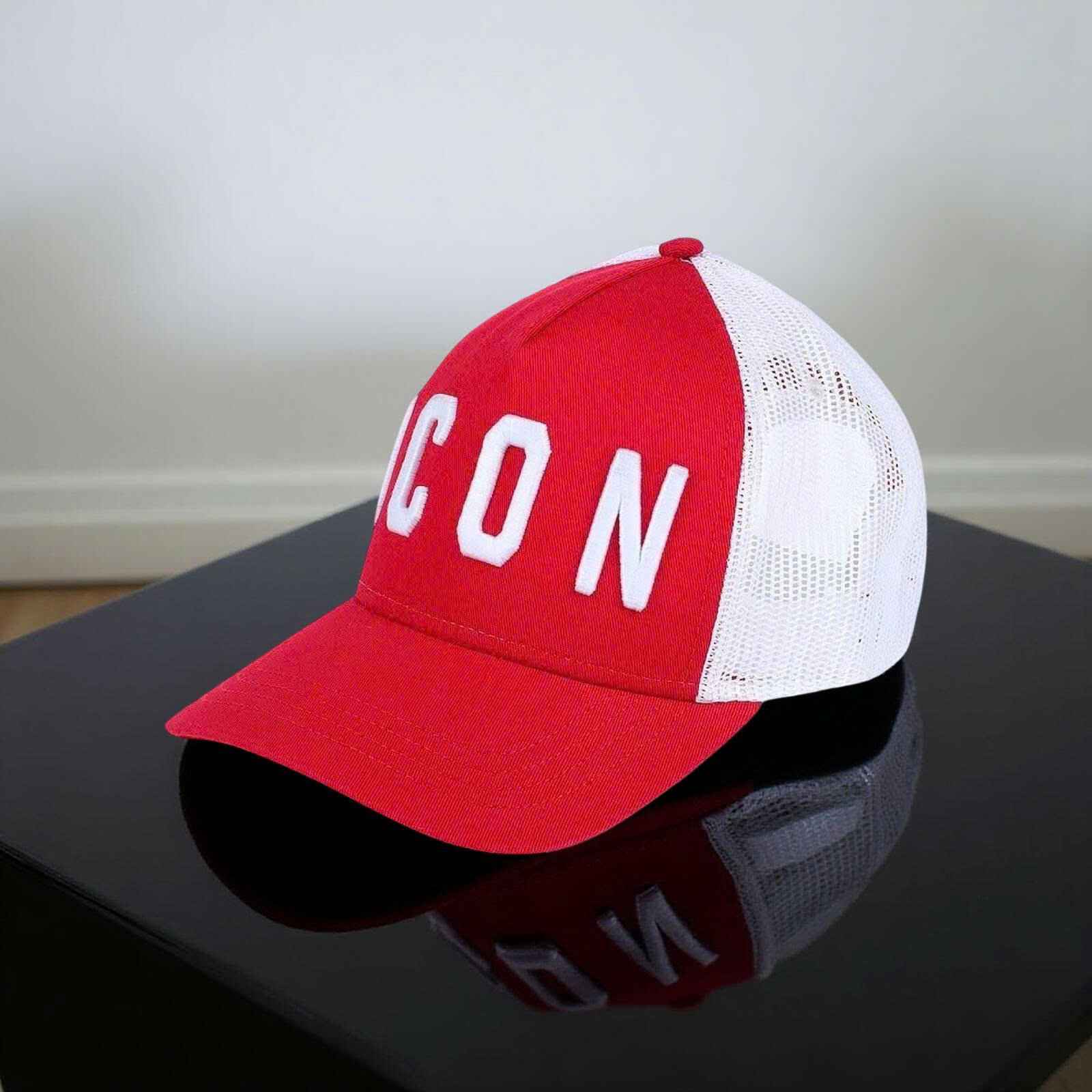 MŨ DSQUARED2 ĐỎ ICON TRẮNG LƯỚI BCM4001 05CM0353 M818