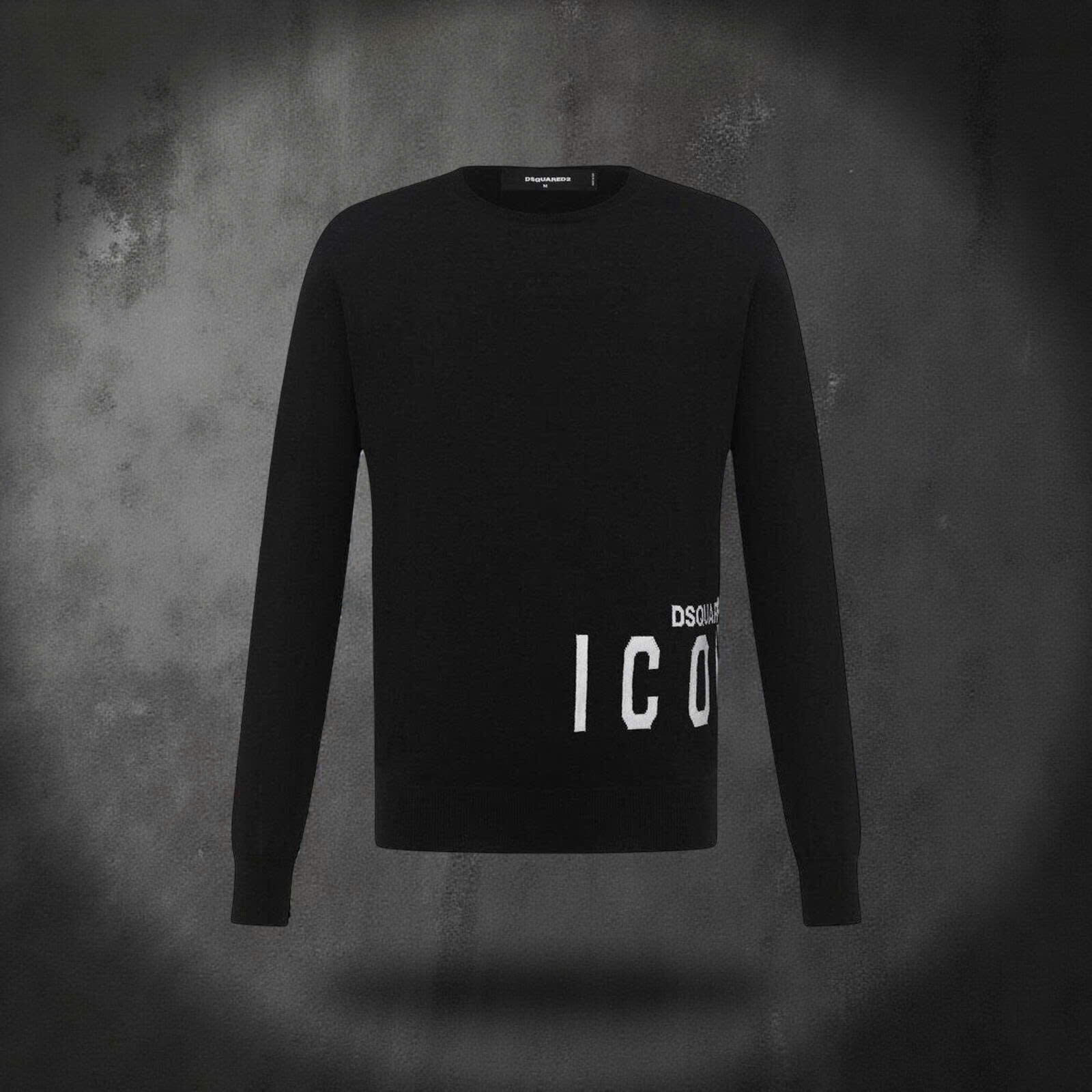 ÁO LEN DSQUARED2 ĐEN CHỮ ICON TRẮNG S79HA0003 S17435 961