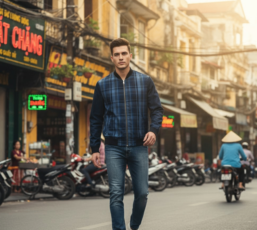 ÁO KHOÁC ARMANI KẺ 3GZB50 ZNERZ 6576