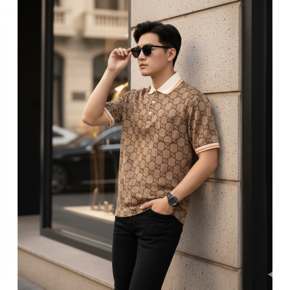 POLO GUCCI VÀNG HỌA TIẾT MONOGRAM 742384XJFGU2270