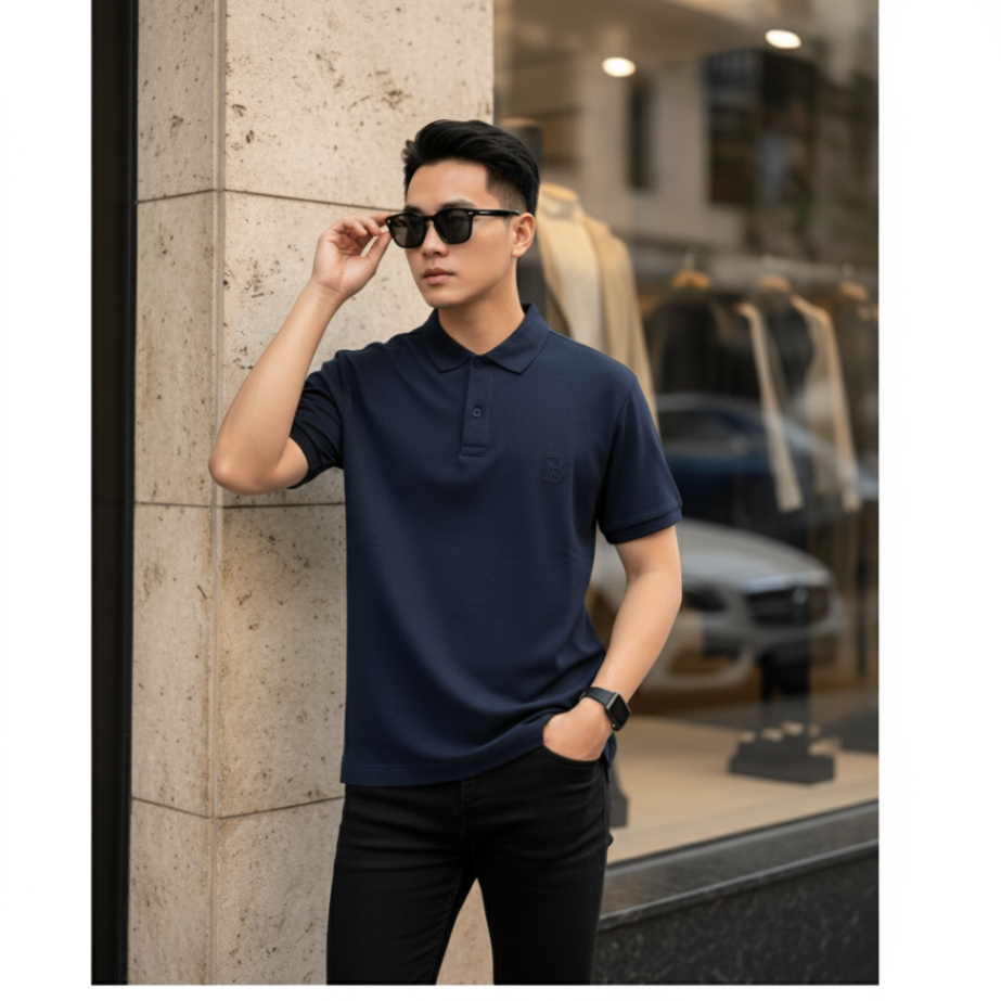 POLO BURBERRY NAVY CHỮ B 8053025
