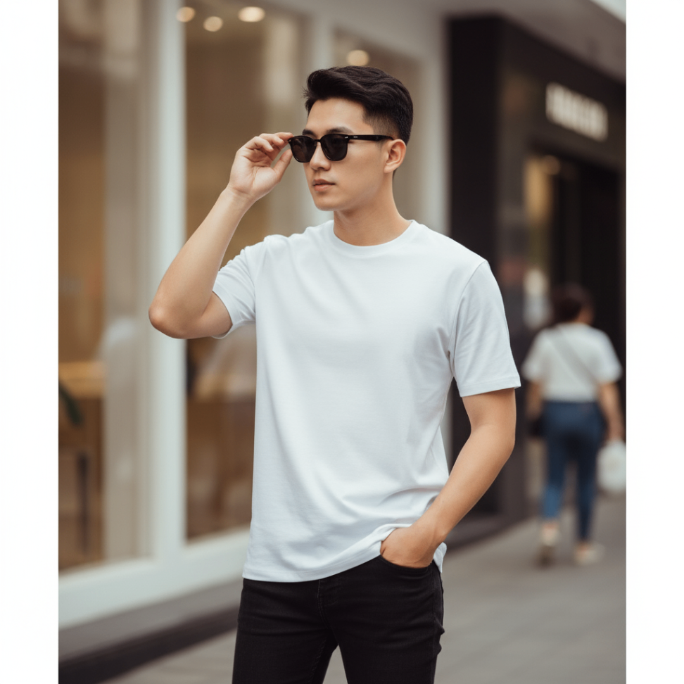 ÁO PHÔNG DOLCE TRẮNG CỔ TRÒN N8D90JFUGIAW0800