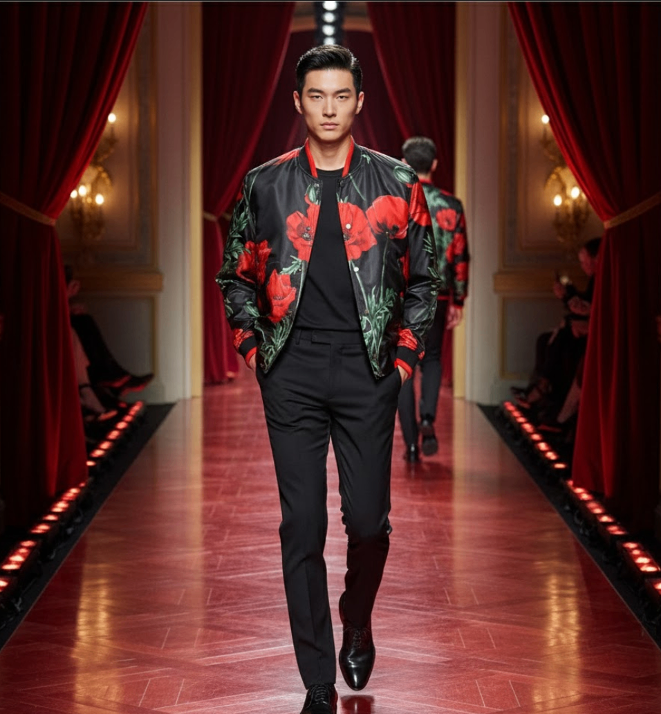 ÁO KHOÁC DOLCE ĐEN HOA HỒNG G9XK8T FSSHY