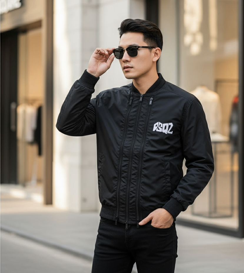 ÁO KHOÁC DSQUARED2 ĐEN CHỮ TRẮNG S71AN0446 S49197 961