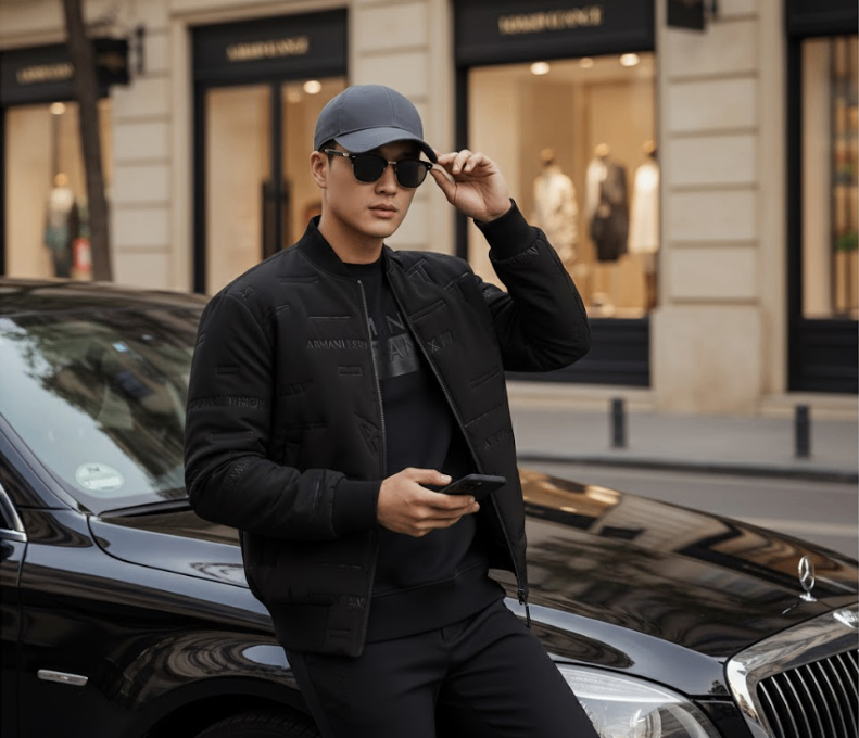 ÁO KHOÁC ARMANI EXCHANNGE ĐEN CHỮ CHÌM 6LZB04 ZNUDZ 22BA