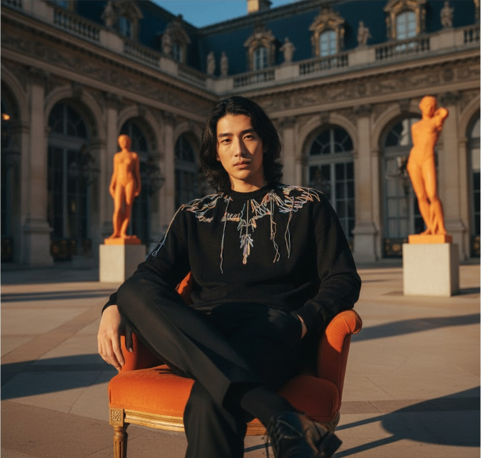 ÁO LEN MARCELO BURLON ĐEN CÁNH CHIM THÊU CMHE033S21KNI0011084