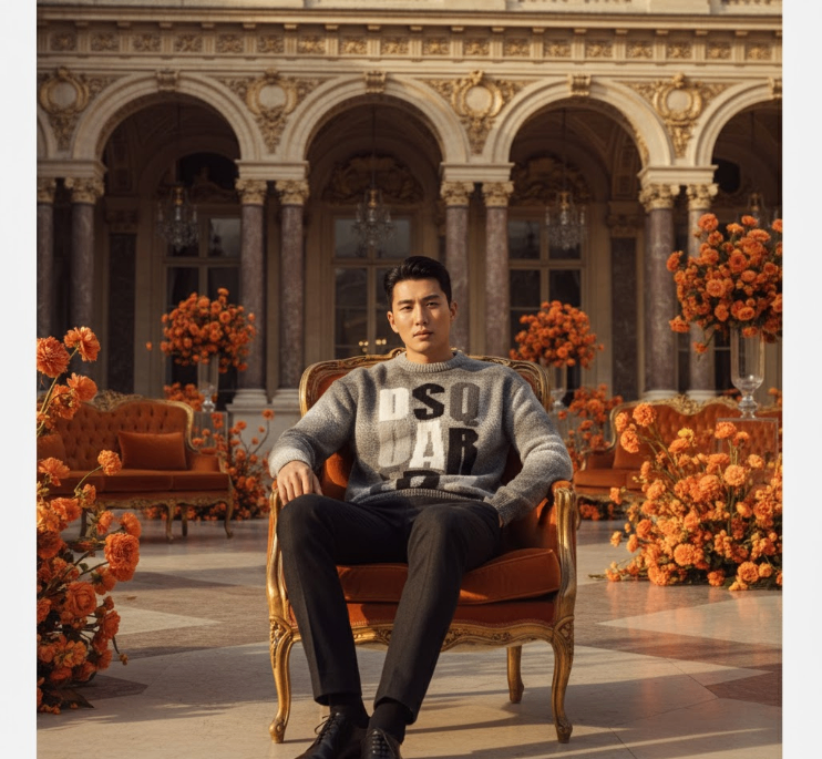 ÁO LEN DSQUARED2 GHI ĐEN S74HA1316S18187962