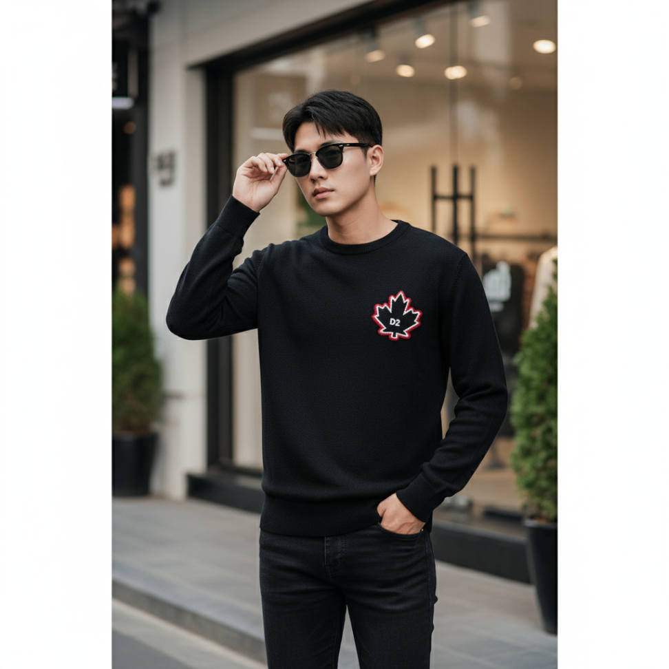 ÁO LEN DSQUARED2 ĐEN CHỮ D2 S74HA1528 D13086 900