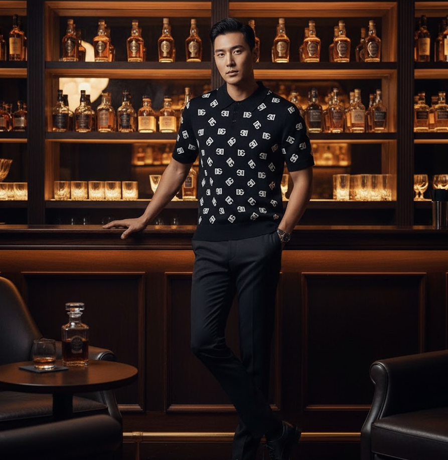 POLO DOLCE ĐEN NHIỀU CHỮ DG TRẮNG GXM46T JEMJ6 S9000