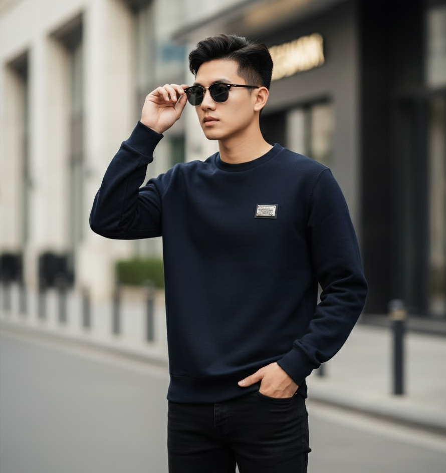 ÁO LEN DOLCE NAVY SỢI CASHMERE TAG SƯỚC G9SY5TG7L8H