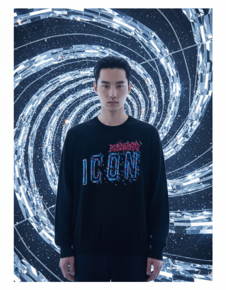 ÁO LEN DSQUARED2 ĐEN CHỮ ICON S74HA0014 S18323 961