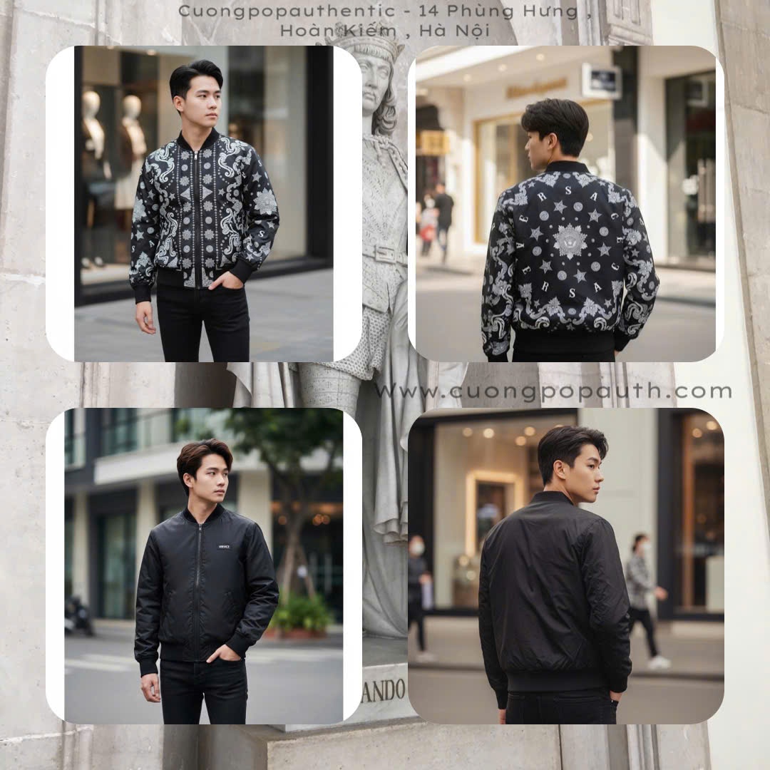 ÁO KHOÁC VERSACE 2 MẶT HOA VĂN TRẮNG 1012269 1A15948 5B050