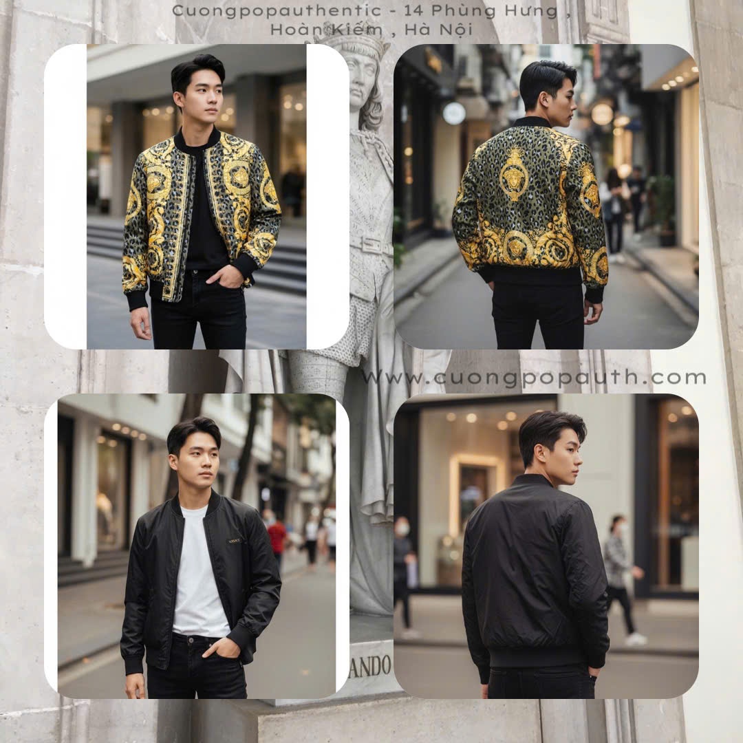 ÁO KHOÁC VERSACE 2 MẶT HOA VĂN VÀNG 1012269 1A15952 5GB50