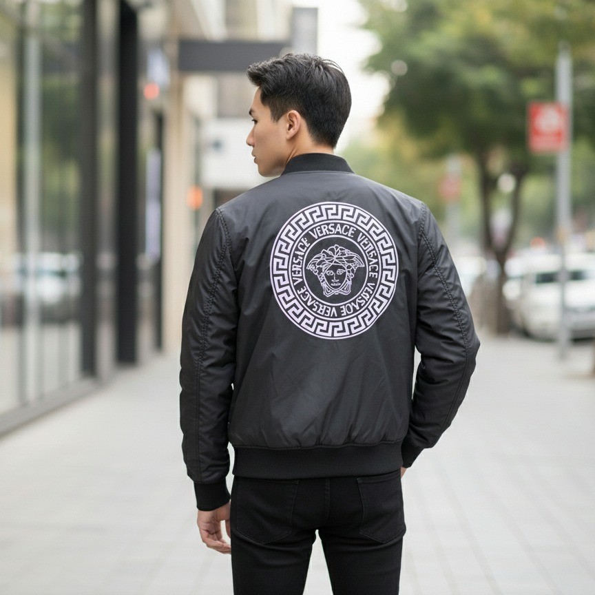 ÁO KHOÁC VERSACE ĐEN MẶT MEDUSA TRẮNG 1011848 1A15999 2B020