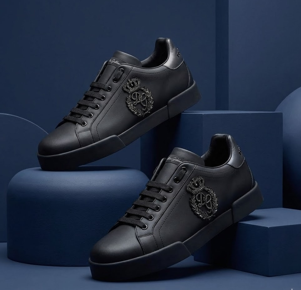 GIÀY SNEAKER DOLCE ĐEN THÊU VƯƠNG MIỆN CS1761 AH164 8B979