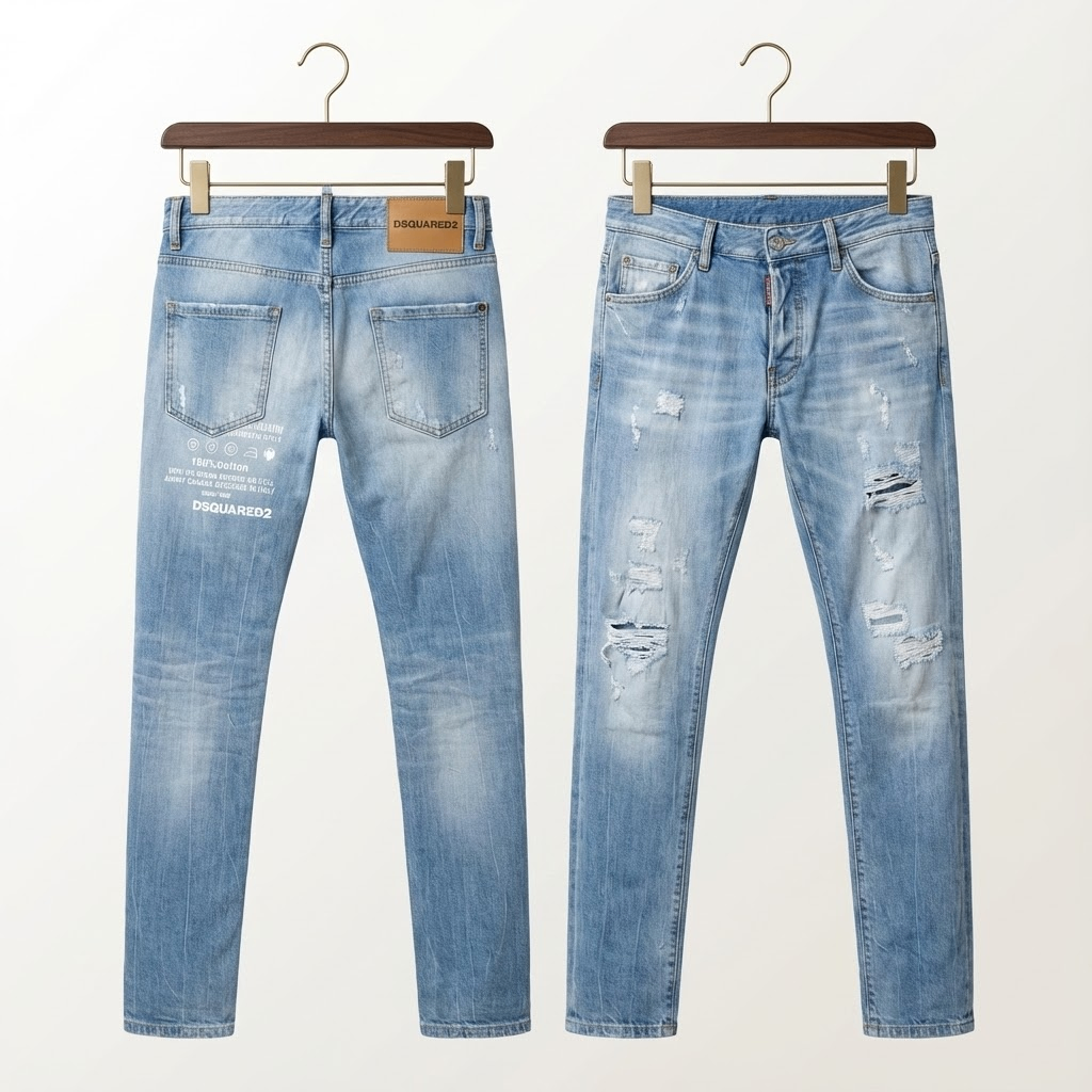 JEAN DSQ2 XANH CHỮ SAU S71LB1038