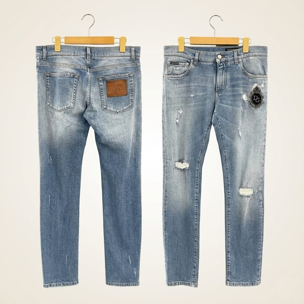 JEAN DOLCE XANH WASH RÁCH 2 ĐÙI THÊU VƯƠNG MIỆN SKINNY GY07LZ G8BZ2
