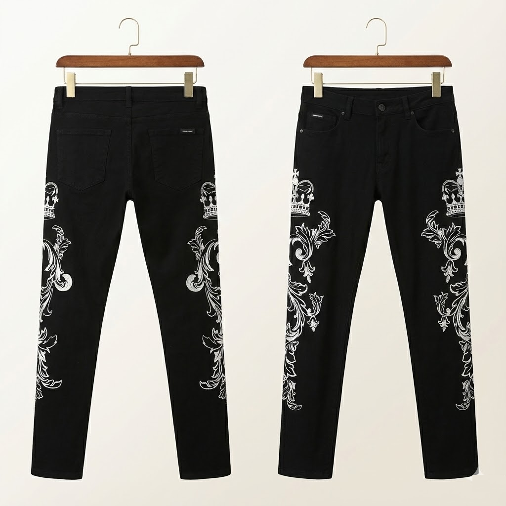 JEAN DOLCE ĐEN HOA VĂN TRẮNG SKINNY GYC4LD G8BY0