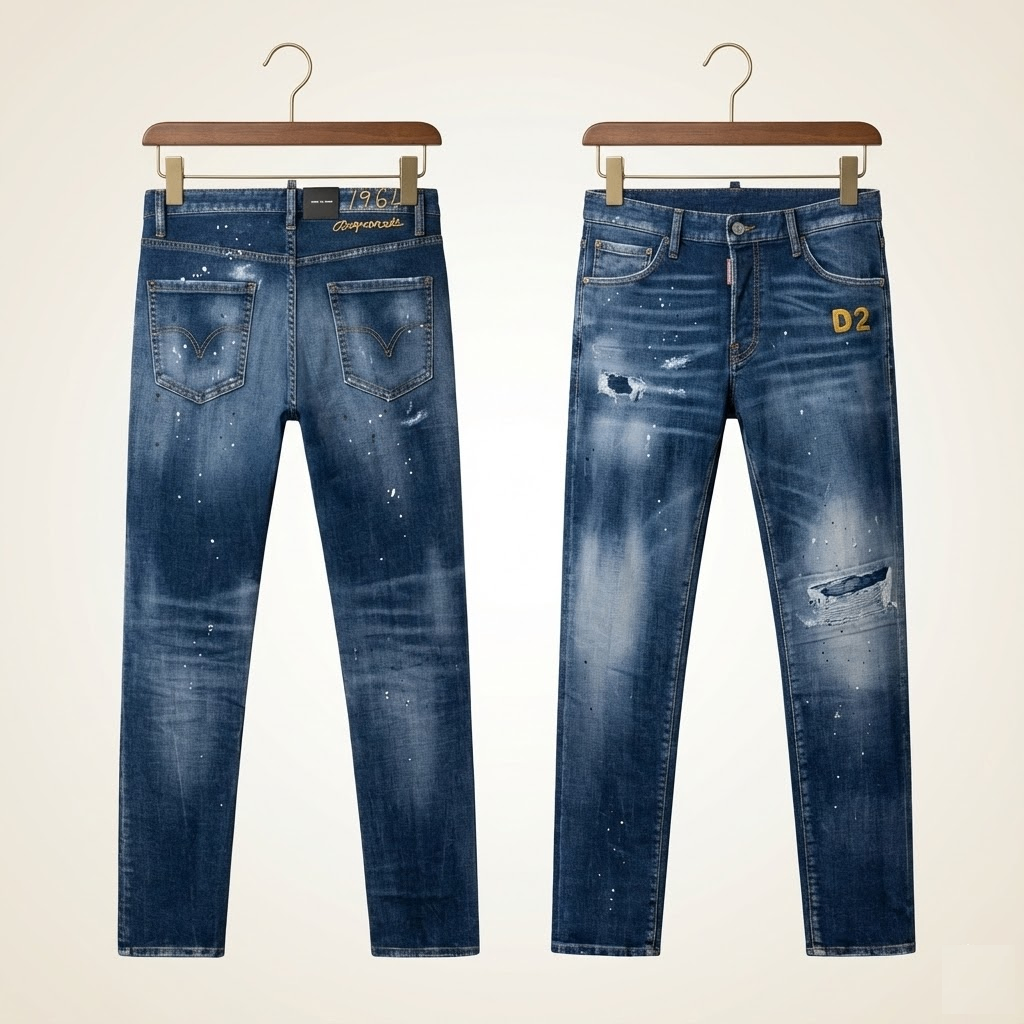 JEAN DSQUARED2 D2 XANH WASH RÁCH 2 ĐÙI COOLGUY S71LB1113 S30664 470