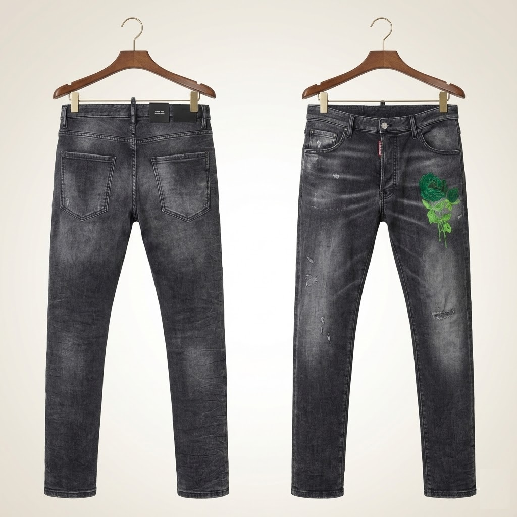 JEAN DSQUARED2 XÁM HOA XANH RELAX LONG CROTCH S74LB1225 S30503 900