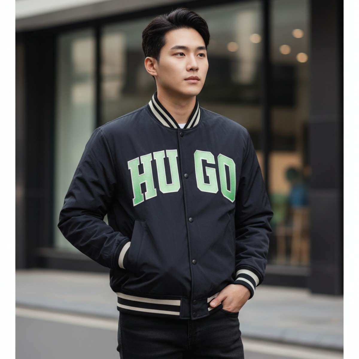 ÁO KHOÁC HUGO NAVY CHỮ XANH HUGO25999