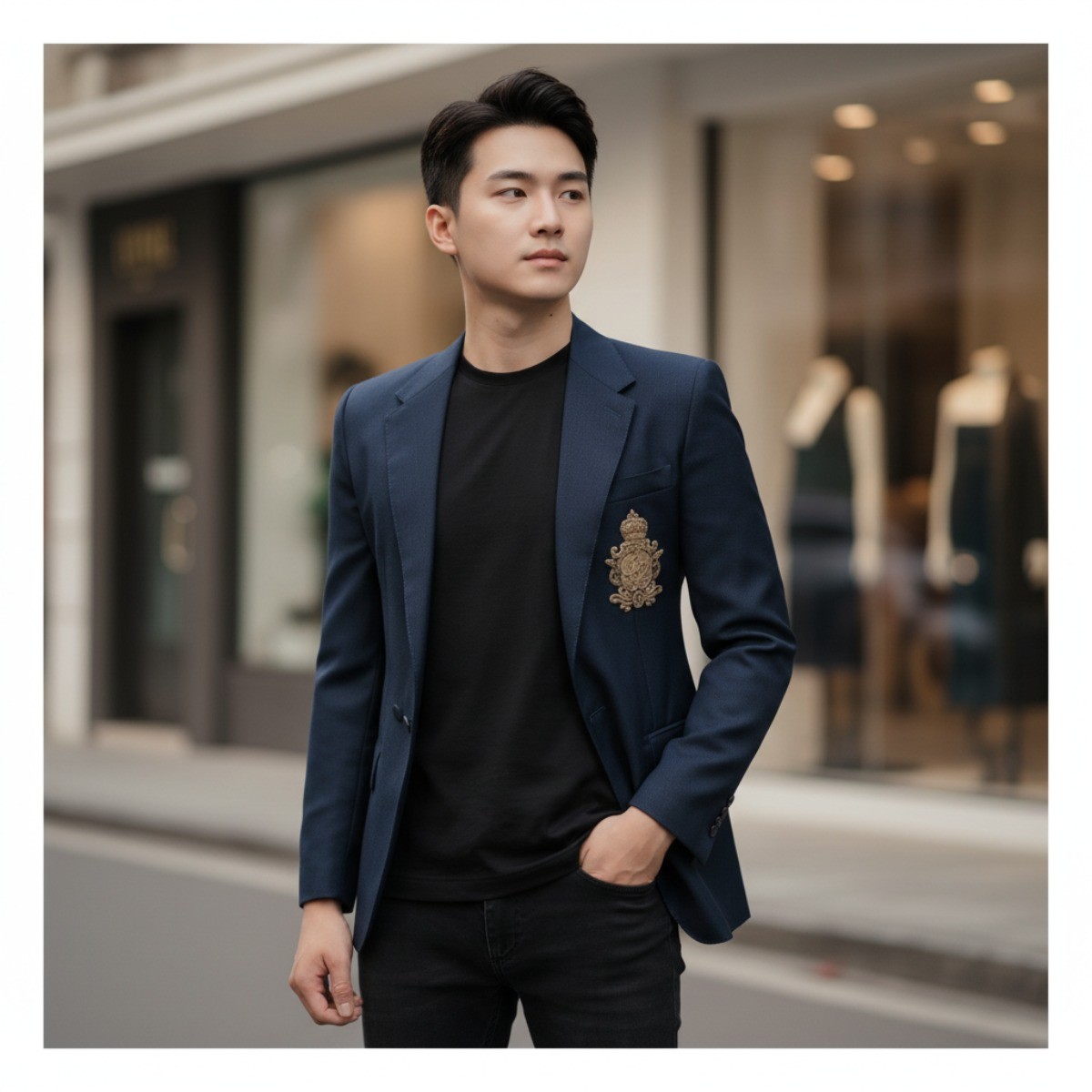 BLAZER DOLCE NAVY THÊU VƯƠNG MIỆN G2PN7Z FU22A B0485